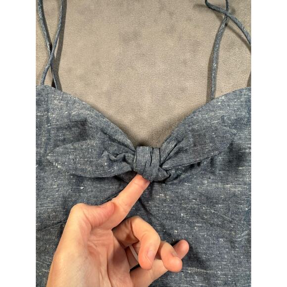 Madewell Chambray Tie-Front Cutout Cami Dress Women’s Size 4 Mini Smocked Blue - Picture 5 of 16